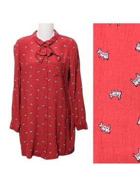 COOPERATIVE Scotty Dog Bowtie Tunic Blouse M